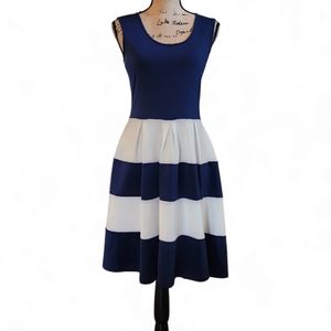 Chetta B sleeveless navy and white fit and flare